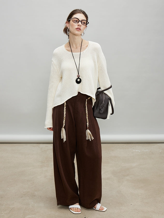 Round Neck Short Knit Tops_BDHL7187