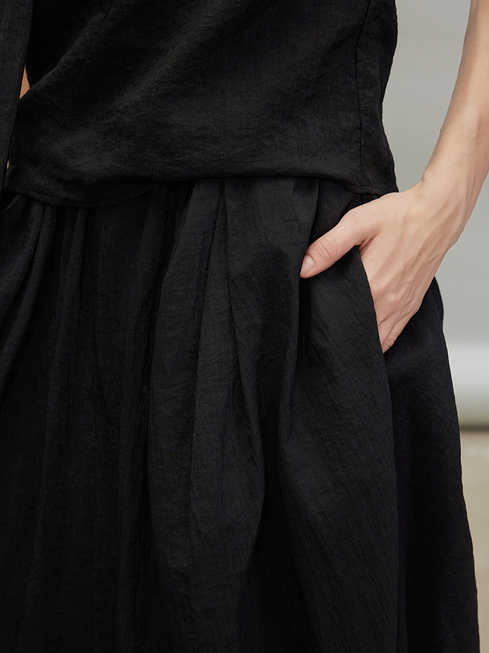 Ribbon Tie Sleeveless Tops Or Bud Skirt_BDHL7284