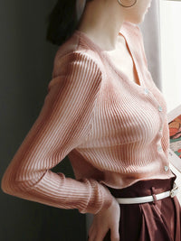 V-neck Gradient Color Cardigan_BDHL7022