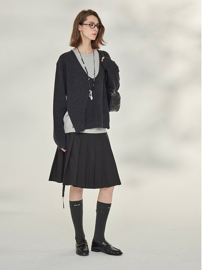 Two-Piece Style U-Neck Knit Tops_BDHL7746
