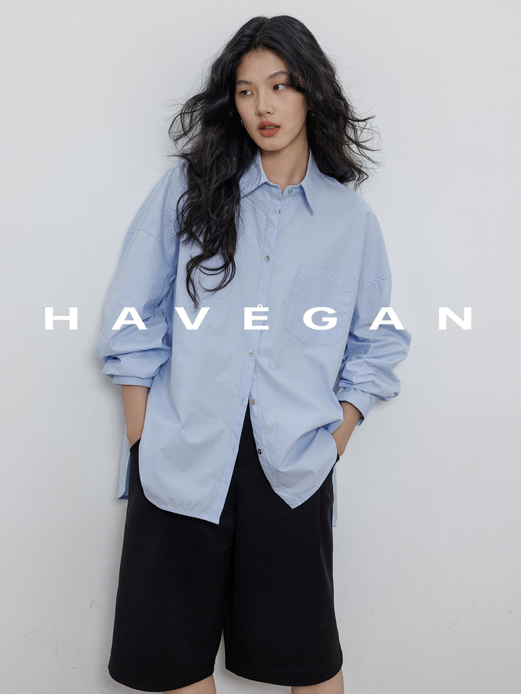Hem Slit Design Shirt_BDHL7231