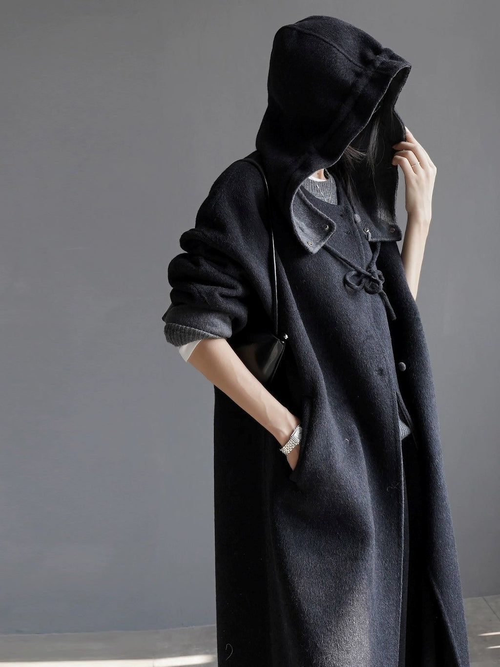 Hooded Relaxed Fit Long Coat_BDHL7926