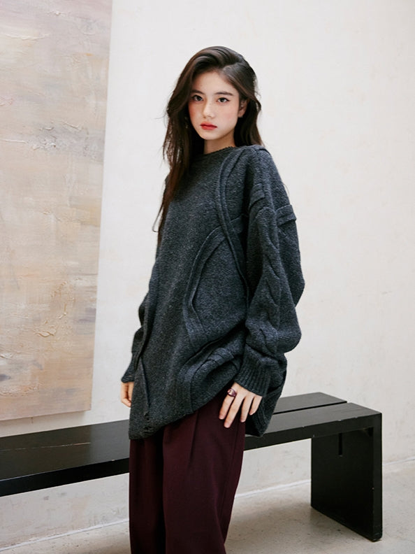Dark Gray Loose Large Knit_BDHL6745