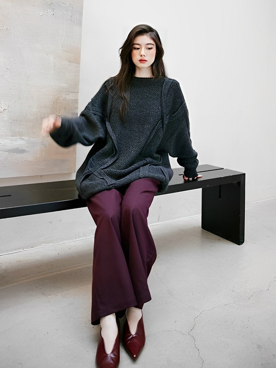 Dark Gray Loose Large Knit_BDHL6745