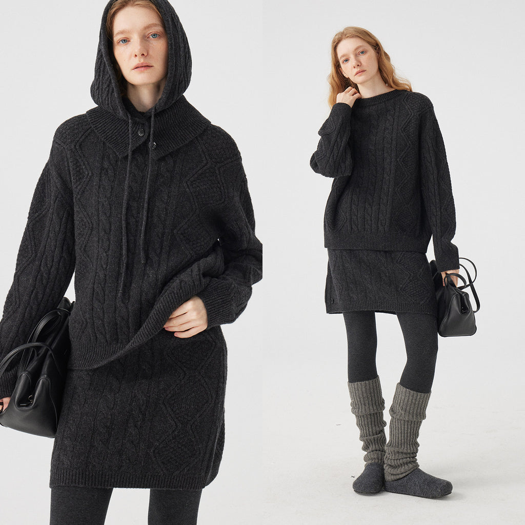 Cable Knit Tops Or Skirt Or Hood_BDHL8120