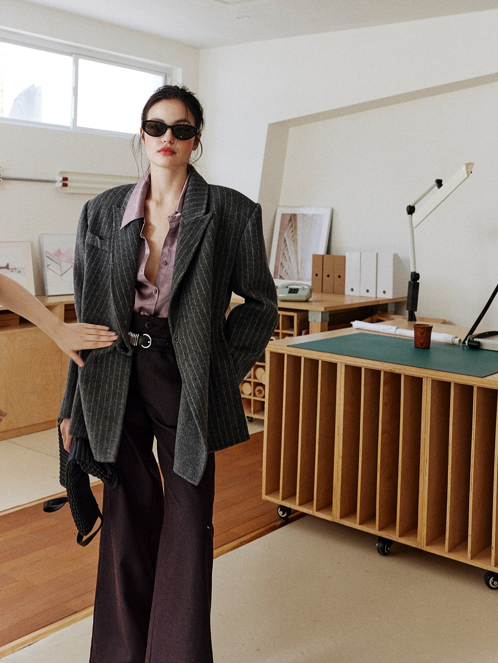 Purple Textured Suit Pants_BDHL8002