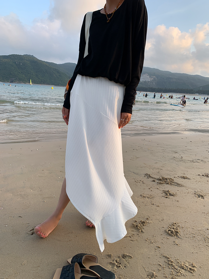 High Waist Asymmetrical Mermaid Skirt_BDHL5976