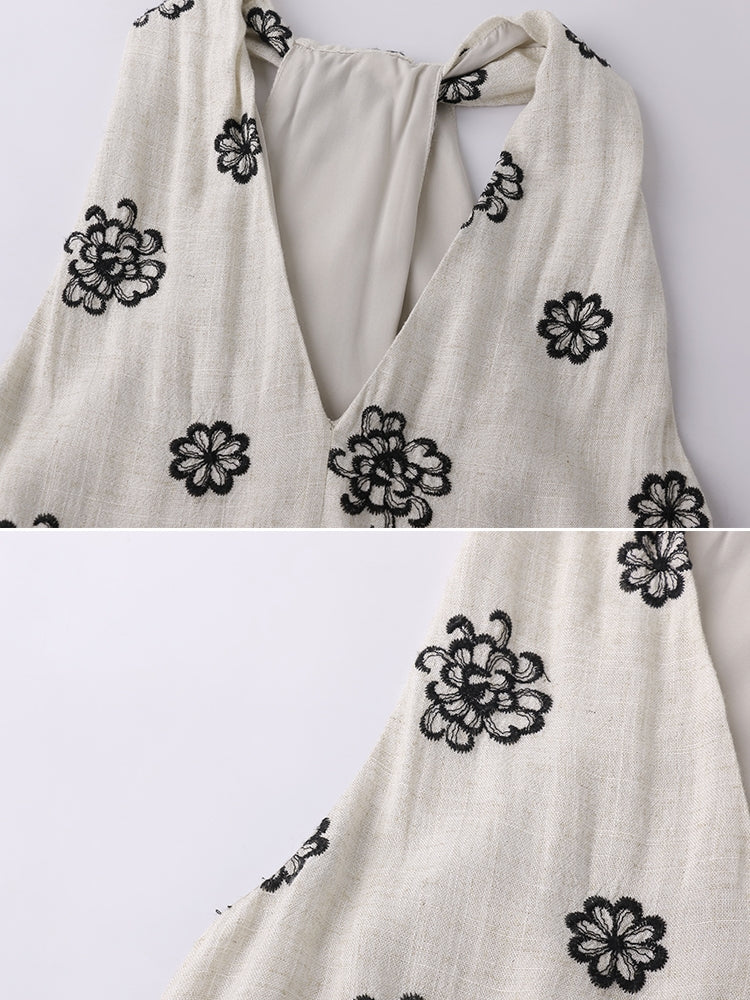 V領刺繡碎花洋裝_BDHL7237