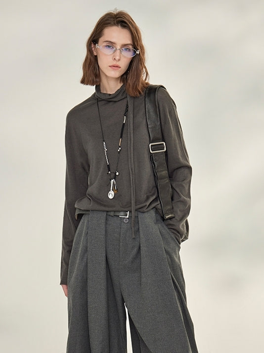 Ribbon-Tie Short-Sleeved Or Long-Sleeved Tops_BDHL7790