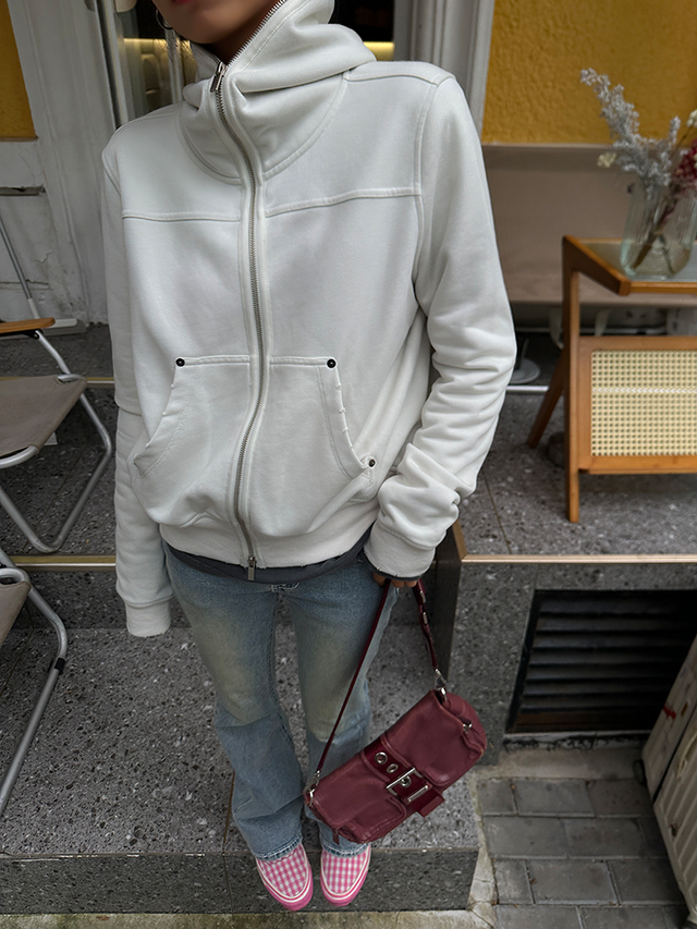 Hooded Sweatshirt Zipper Jacket_BDHL6650