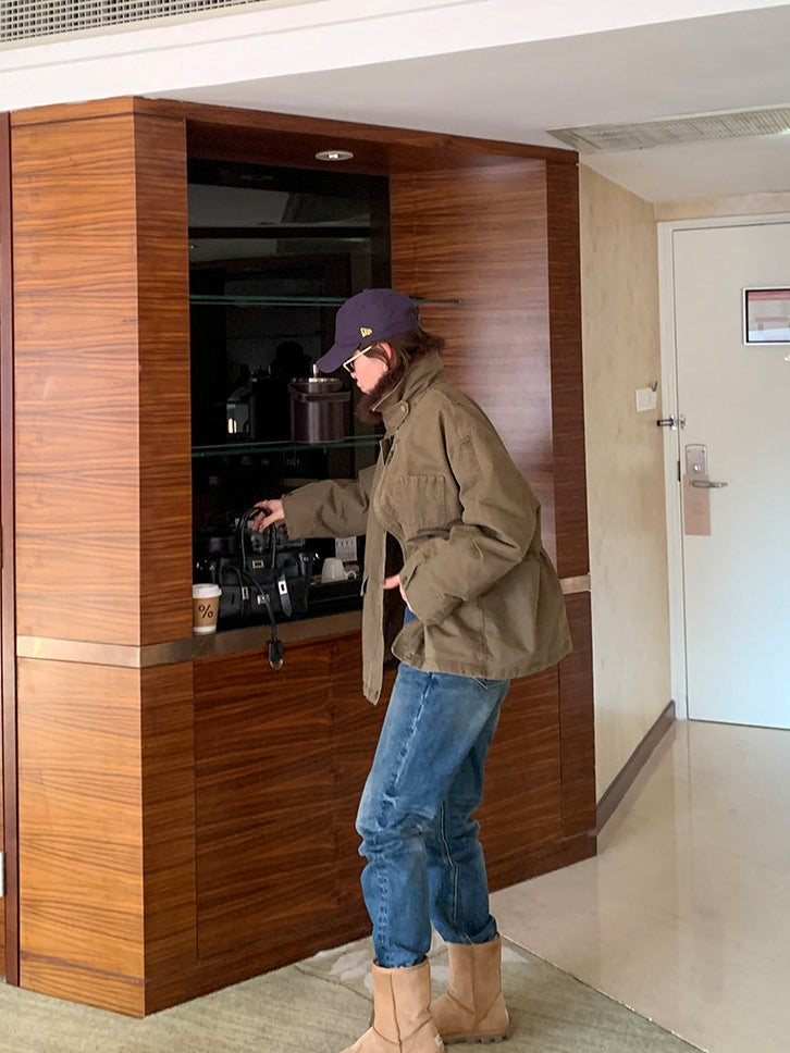 Fluffy Collar Retro Jacket_BDHL8124