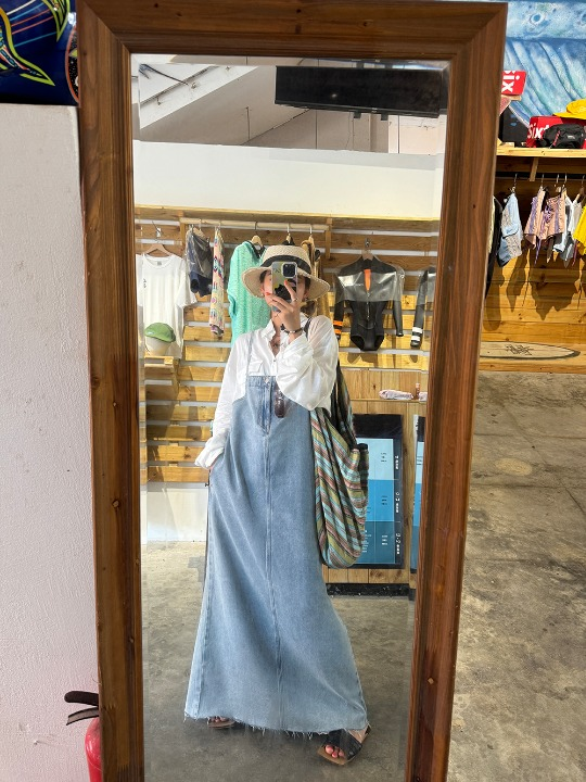 Denim French Style Long Sundress_BDHL5990