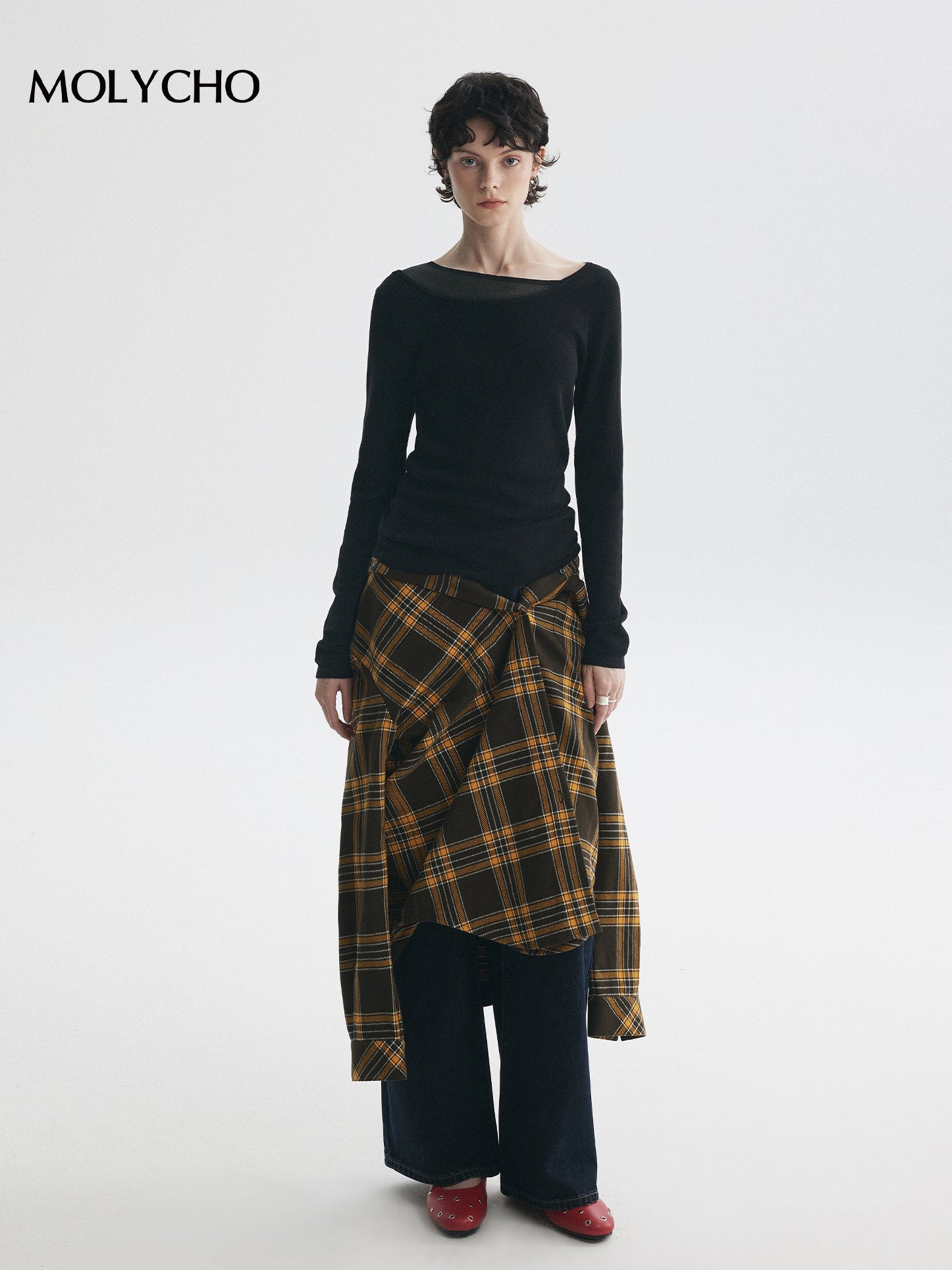 Faux Two-Piece Sheer Tops_BDHL7732