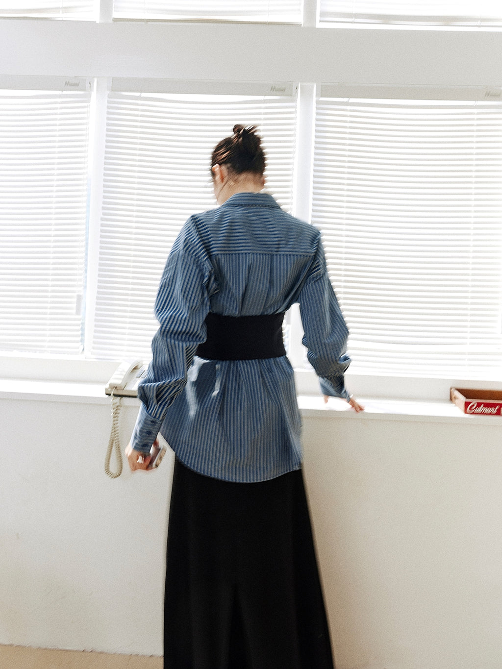 Stripe Waist Corset Shirt_BDHL8000