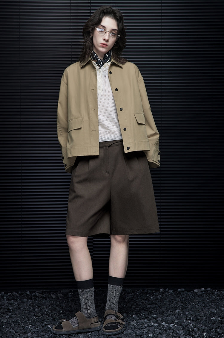 Khaki Short Work Jacket_BDHL6977