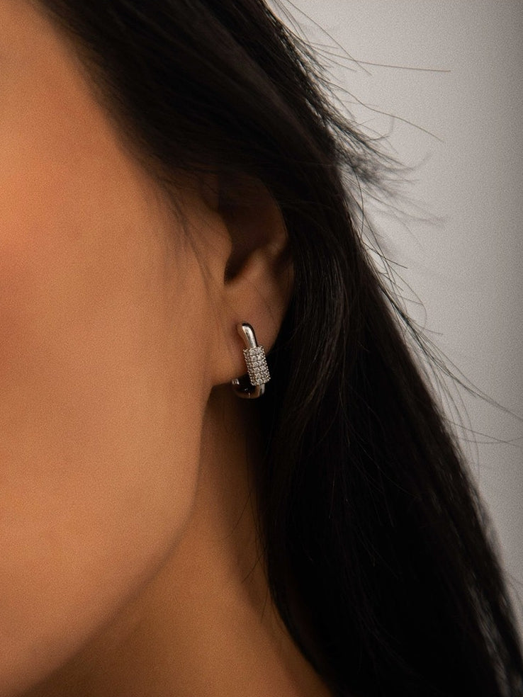 Square French Style Pierced Earrings_BDHL8014