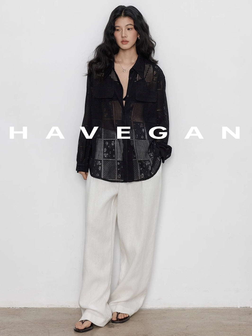 Hollow Lace Knitted Shirt Jacket_BDHL7367