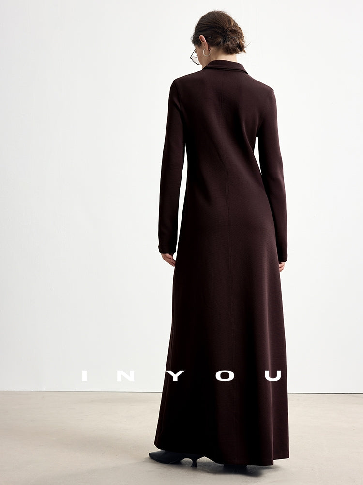 Polo Lapel Slim Long Dress_BDHL7753