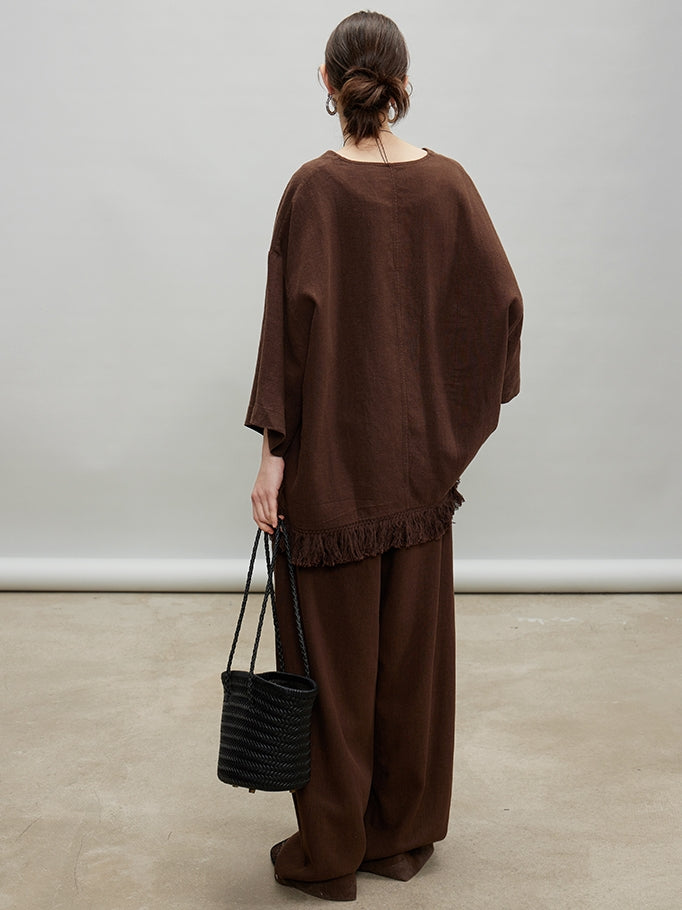 V-Neck Fringe Tops Or Tassel Wide Pants_BDHL7192
