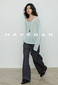 V-Neck Loose-Fitting Sheer Knit_BDHL7069