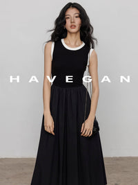 Contrast Color A-Line Dress_BDHL7368