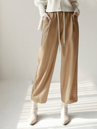 PU Leather Draped Straight Pants_BDHL6869