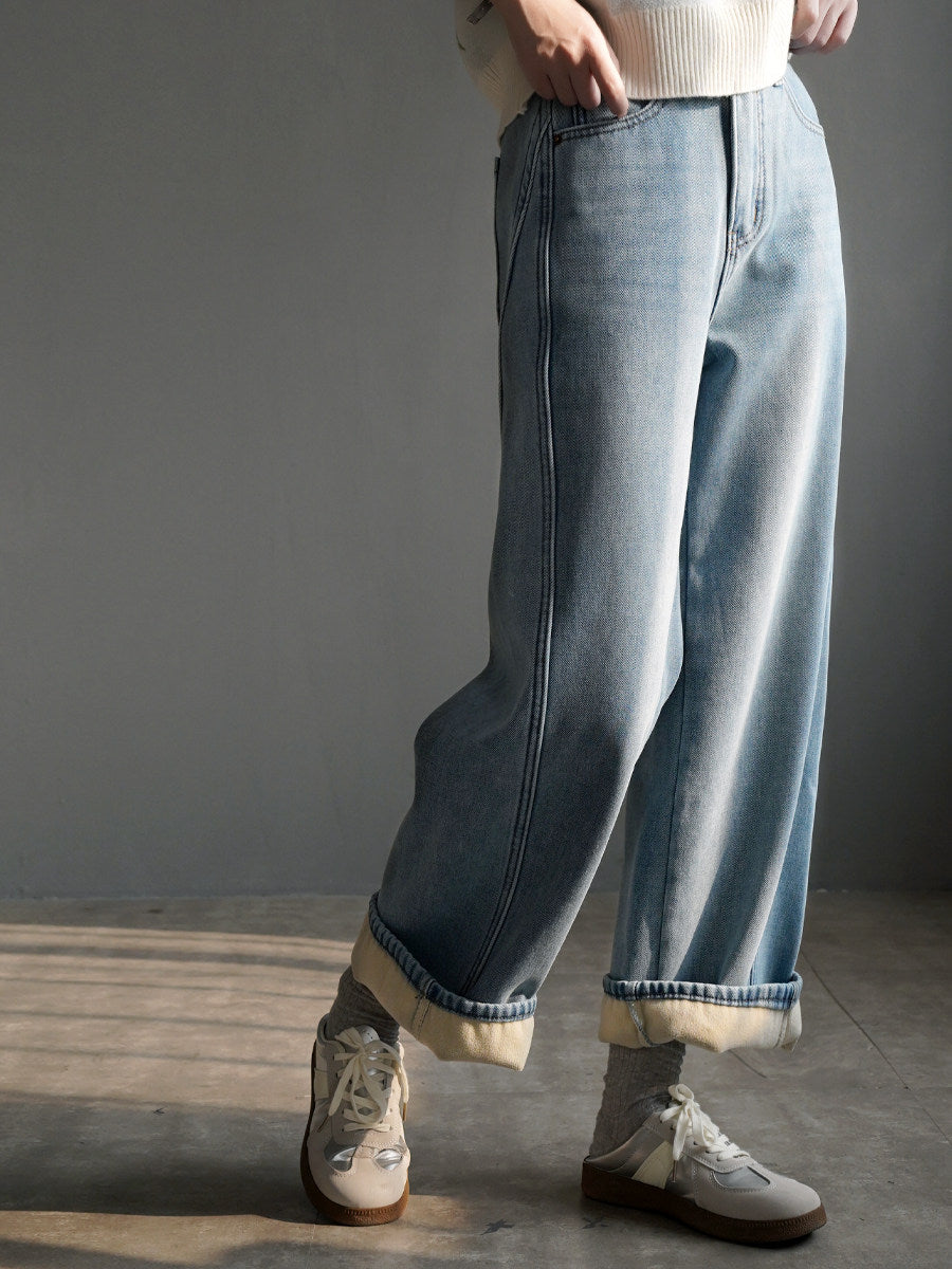 Lined Straight-Leg Denim Pants_BDHL8130