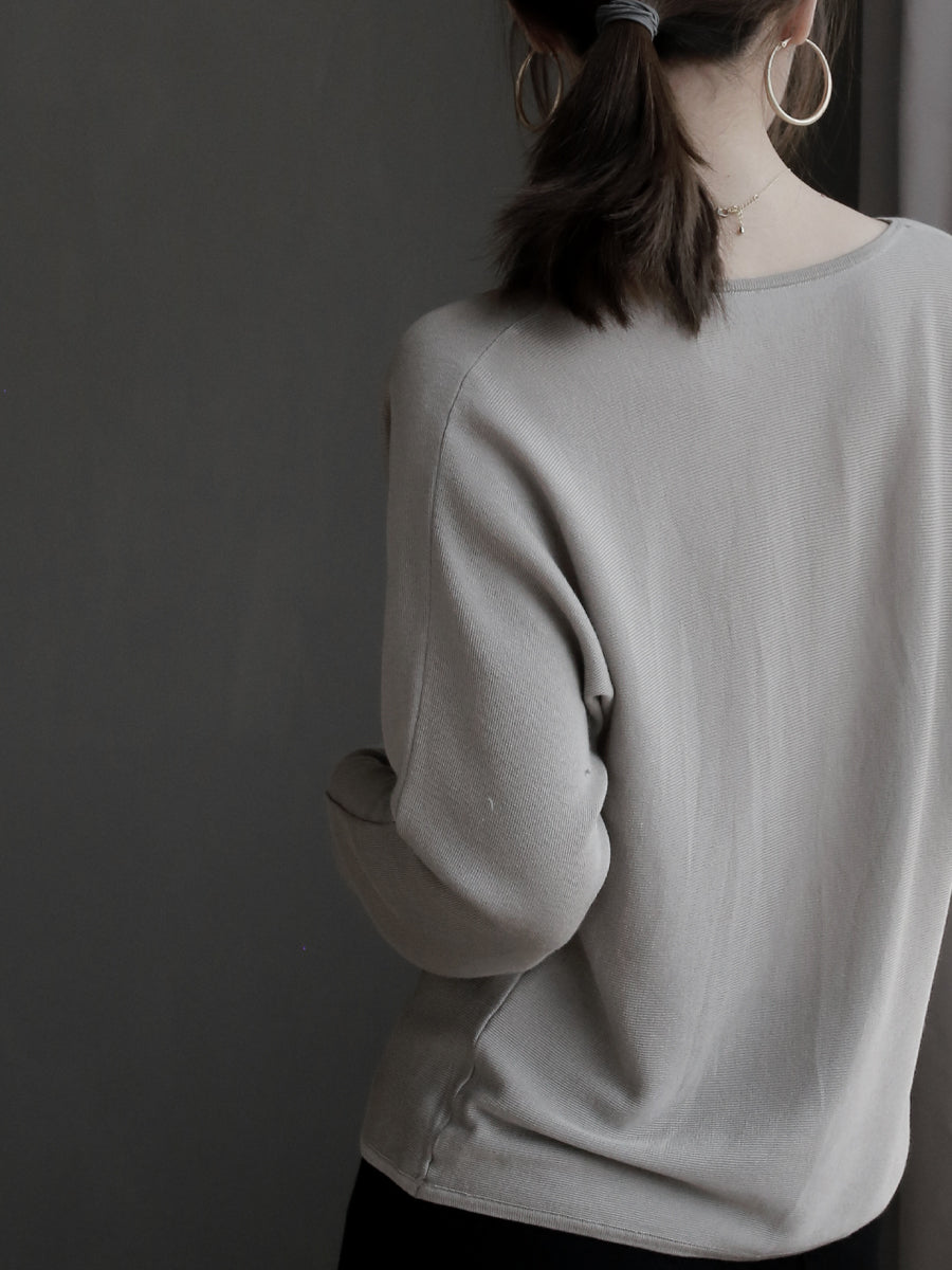 Loose-Collared Knitted Cardigan_BDHL7263
