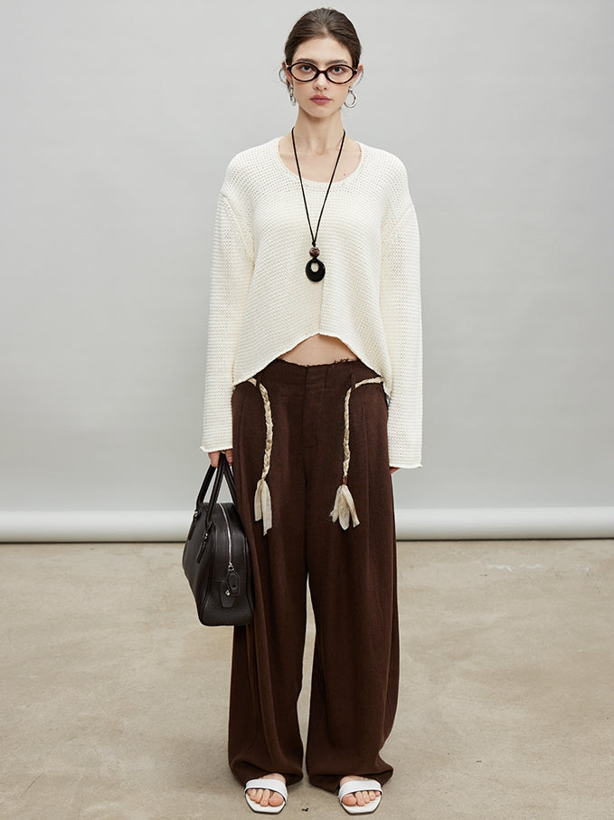 Round Neck Short Knit Tops_BDHL7187