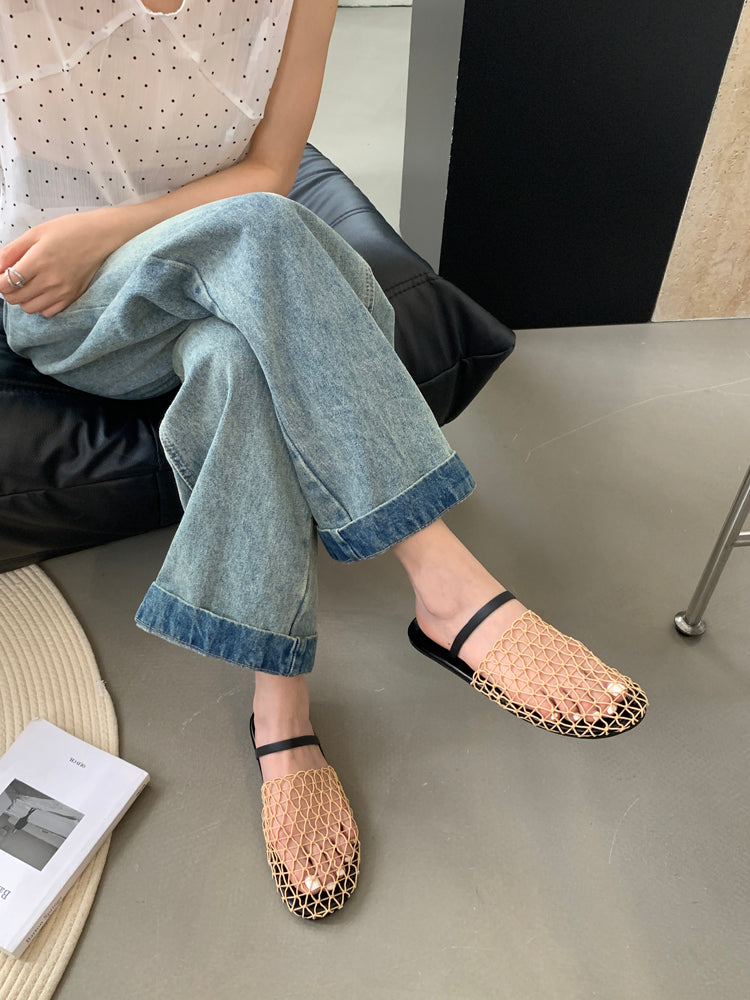 Braided Mesh Breathable Flat Sandal_BDHL5921