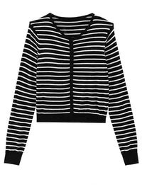 Stripe Round-Neck Cardigan_BDHL6621