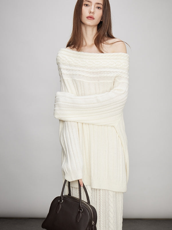 Off-Shoulder Knit Tops Or Knit Waist Skirt_BDHL7992