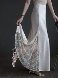 Lace-Trim Satin Mermaid Skirt_BDHL7297