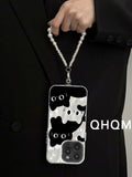 Black Cat Pearl Hand Strap for iPhone Case_BDHL7831