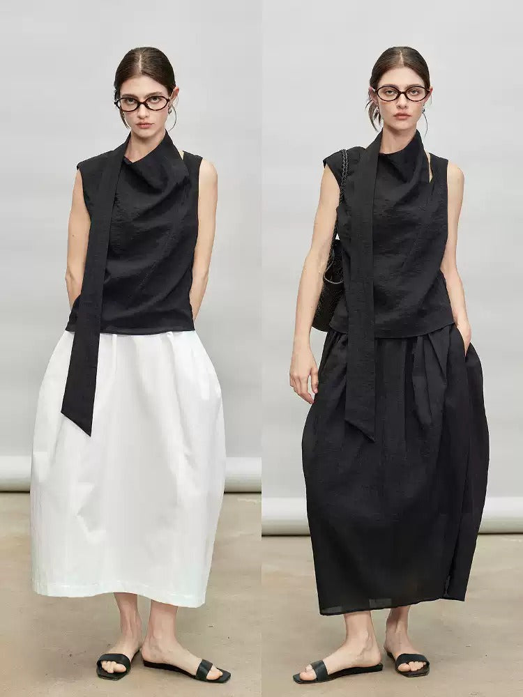 Ribbon Tie Sleeveless Tops Or Bud Skirt_BDHL7331