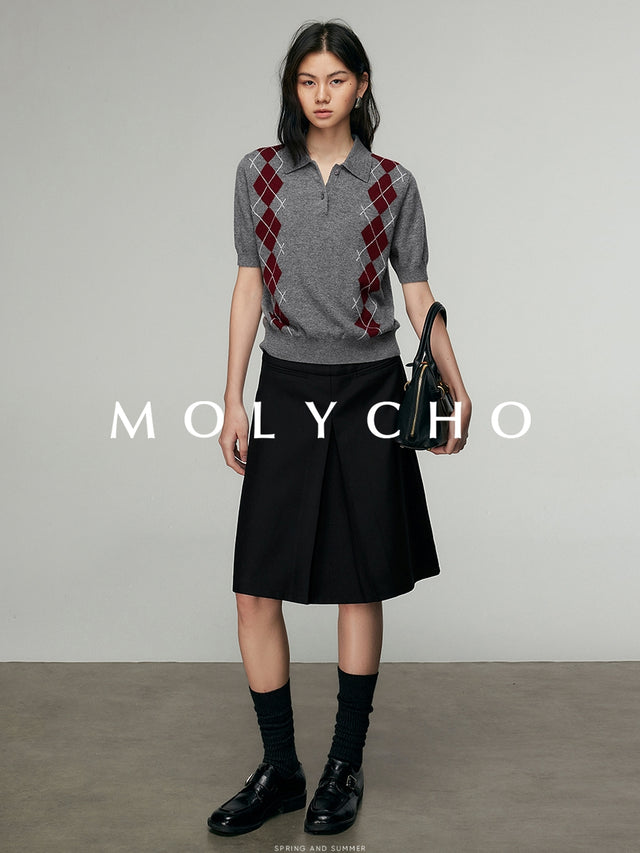 Polo Collar Argyle Knit_BDHL6885