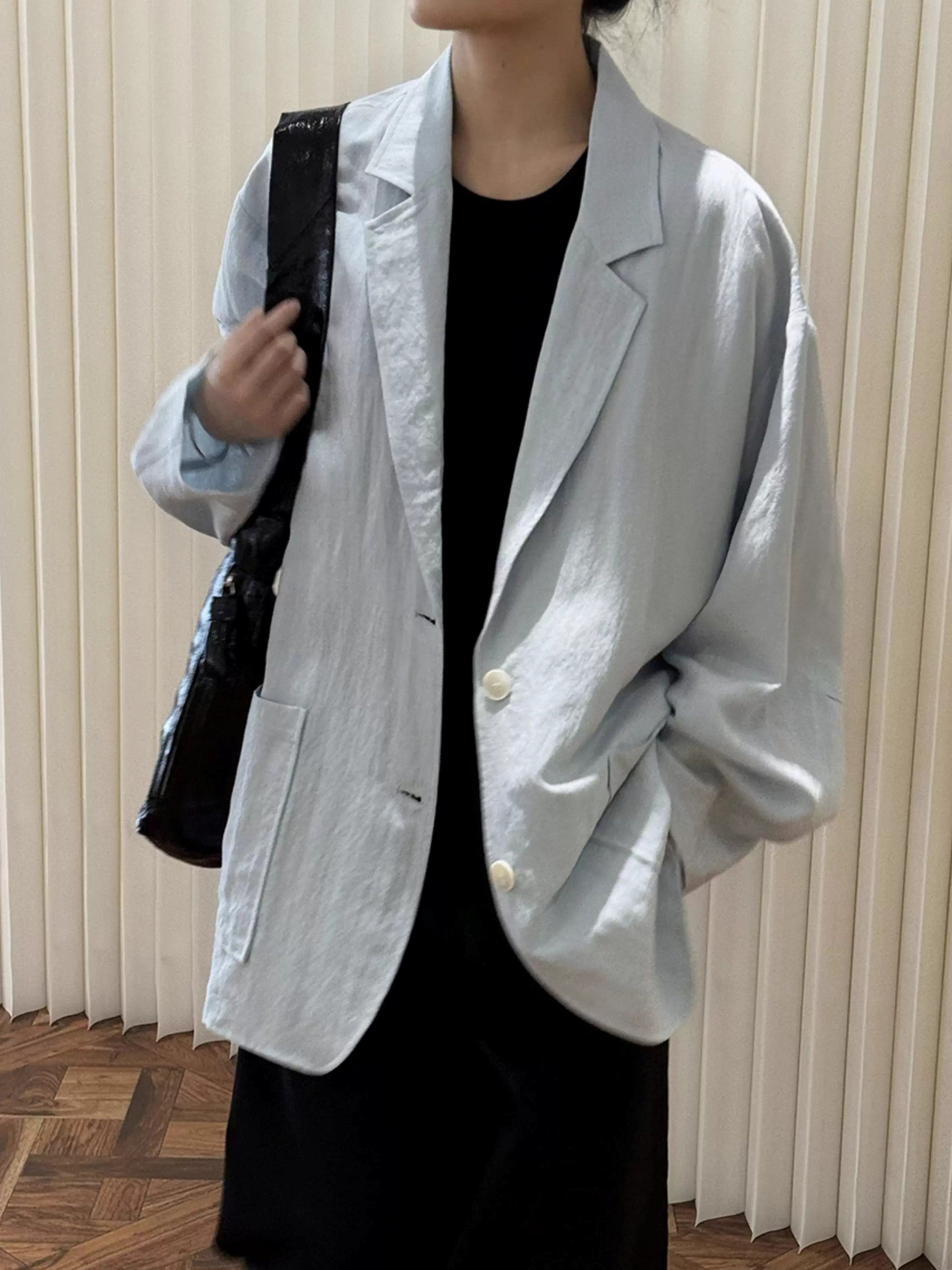 寬鬆亞麻西裝外套_BDHL7380