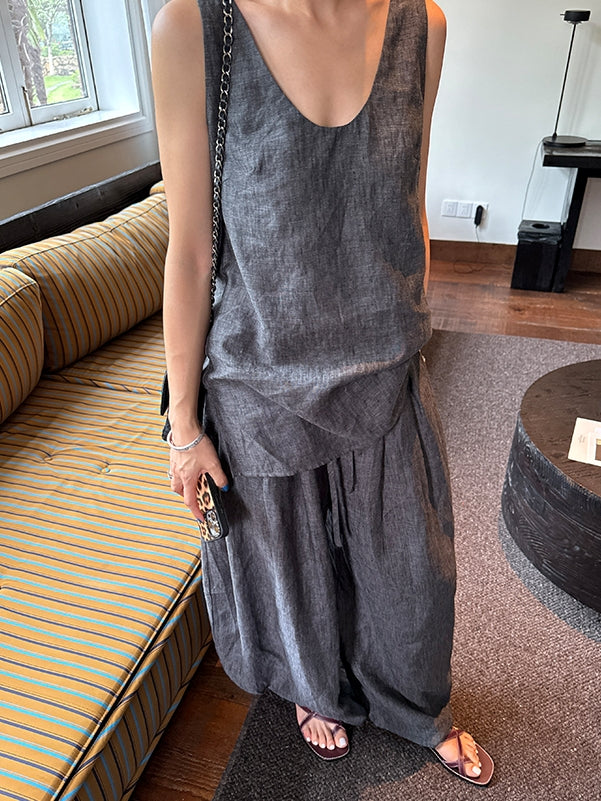 Loose Sleeveless Top Or Pants_BDHL7616