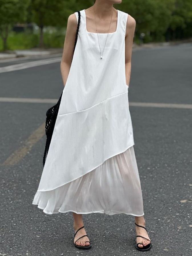 Splicing Fishtail Sleeveless Dress_BDHL7528