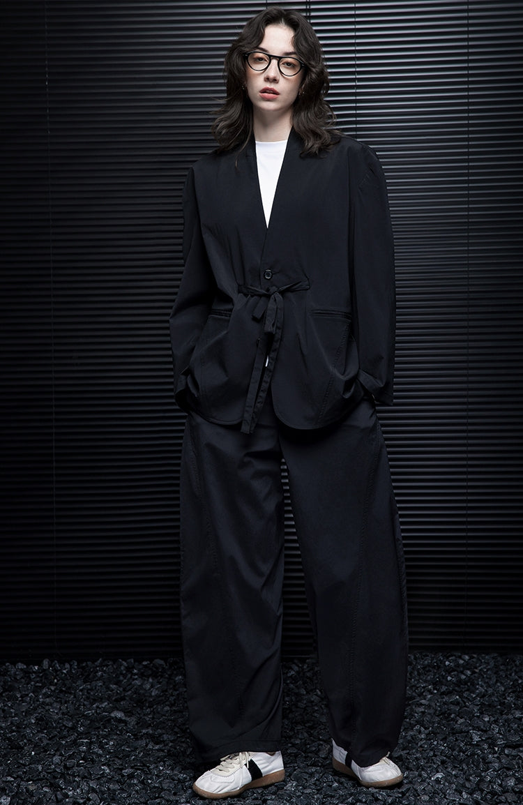 Black Casual Wide Pants_BDHL7042 – HELROUS
