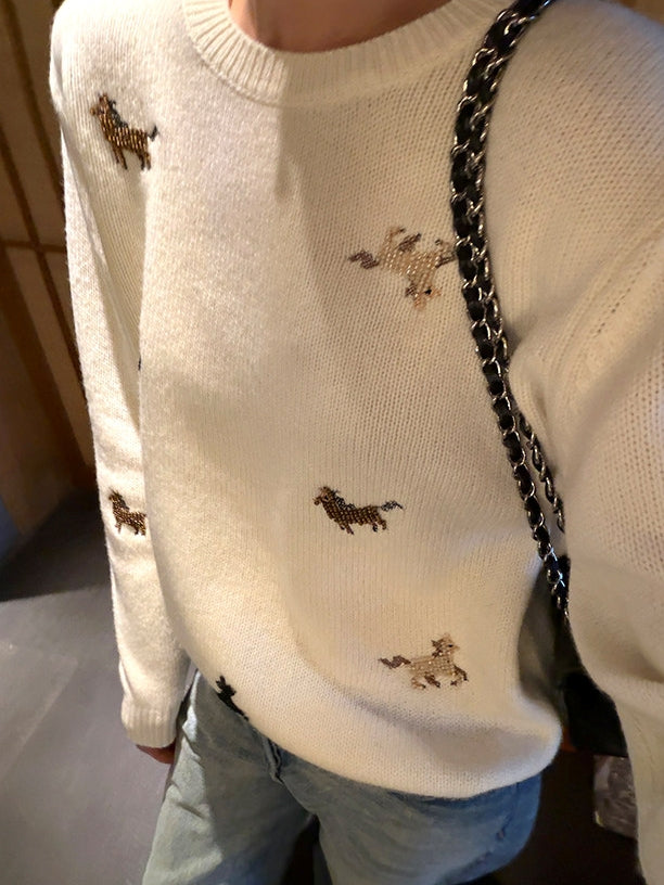 Beaded Embroidery Knit Top Or Cardigan_BDHL8121