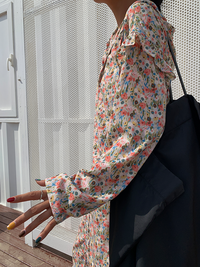 Hooded Loose Floral Pattern Dress_BDHL6126