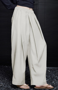 Beige Loose Drape Pants_BDHL6433