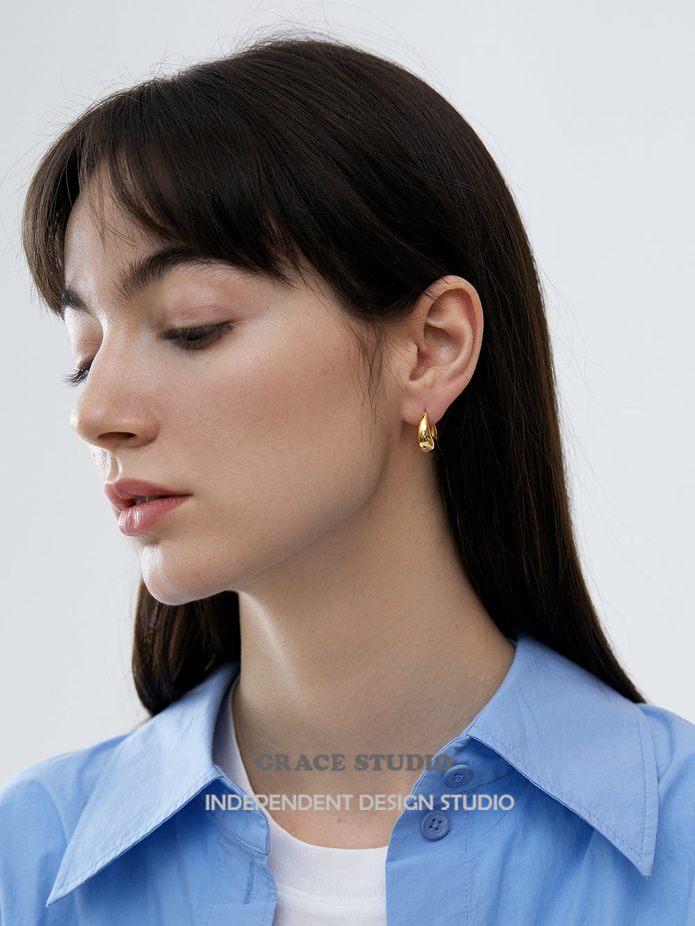 Glossy Dome-Shaped Hoop Pierced Earrings_BDHL7675