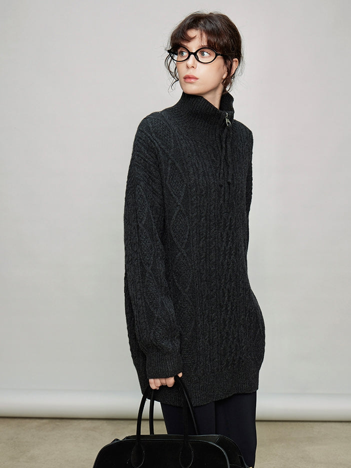 Stand Collar Half-Zip Tops_BDHL7936