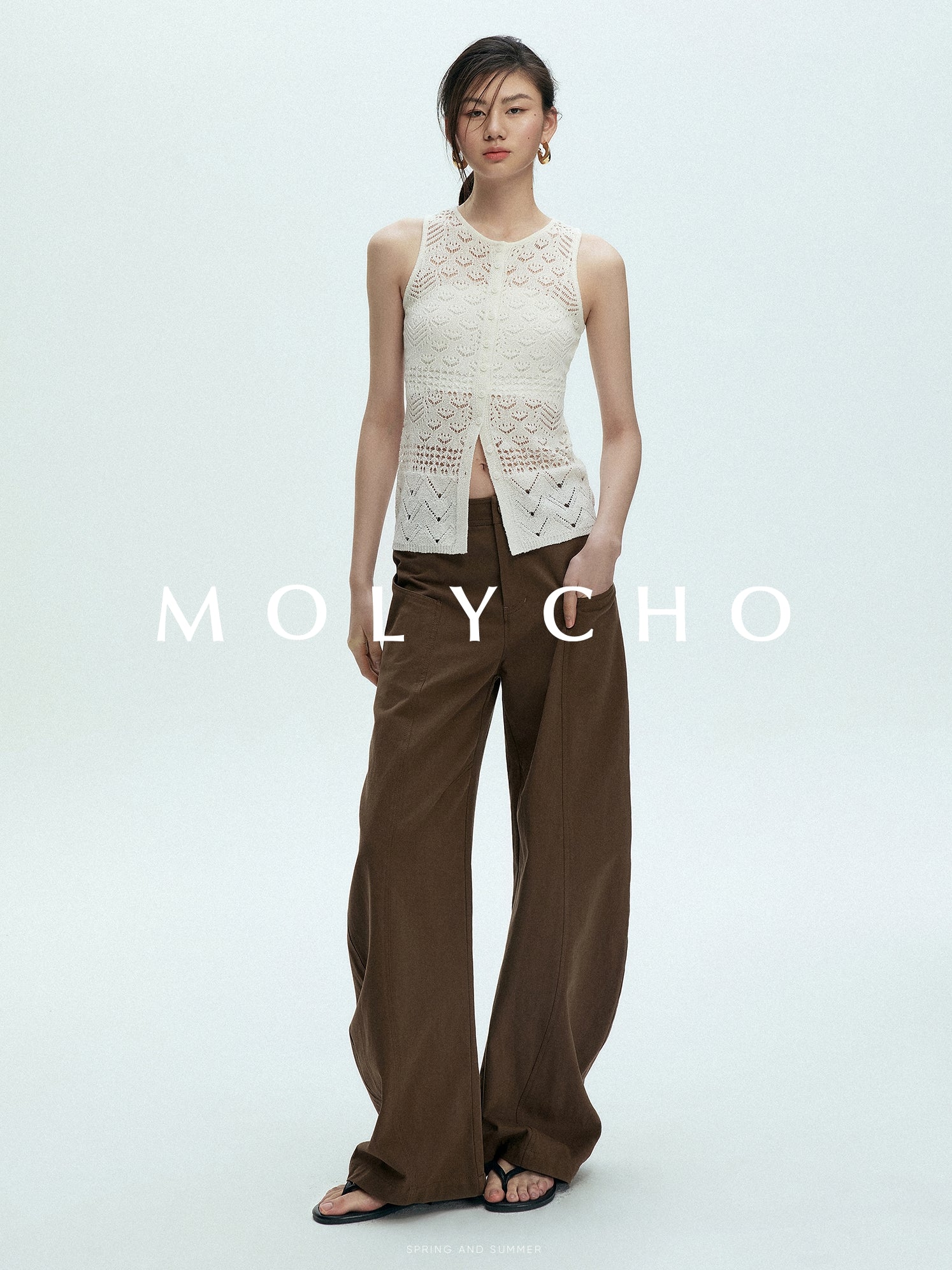 Knitted Hollow Sleeveless Tops_BDHL7433