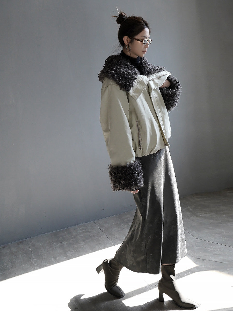 毛絨內襯拉鍊短外套_BDHL8067