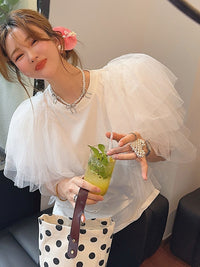 Mesh Flying Sleeve Tops_BDHL7441