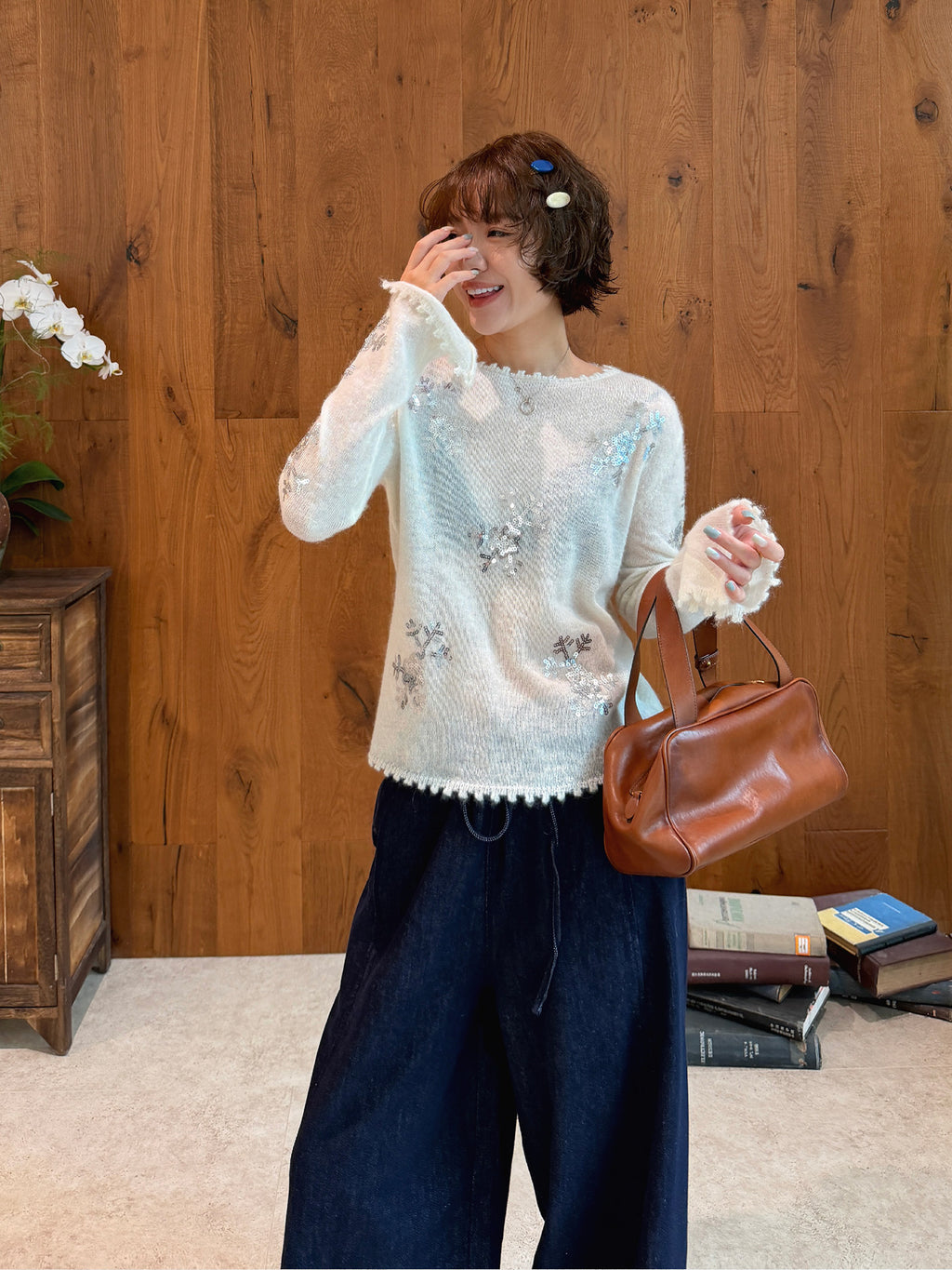 Snowflake Sequin Knit Sweater_BDHL8422