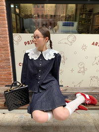 A-Line Denim Short Skirt_BDHL6436